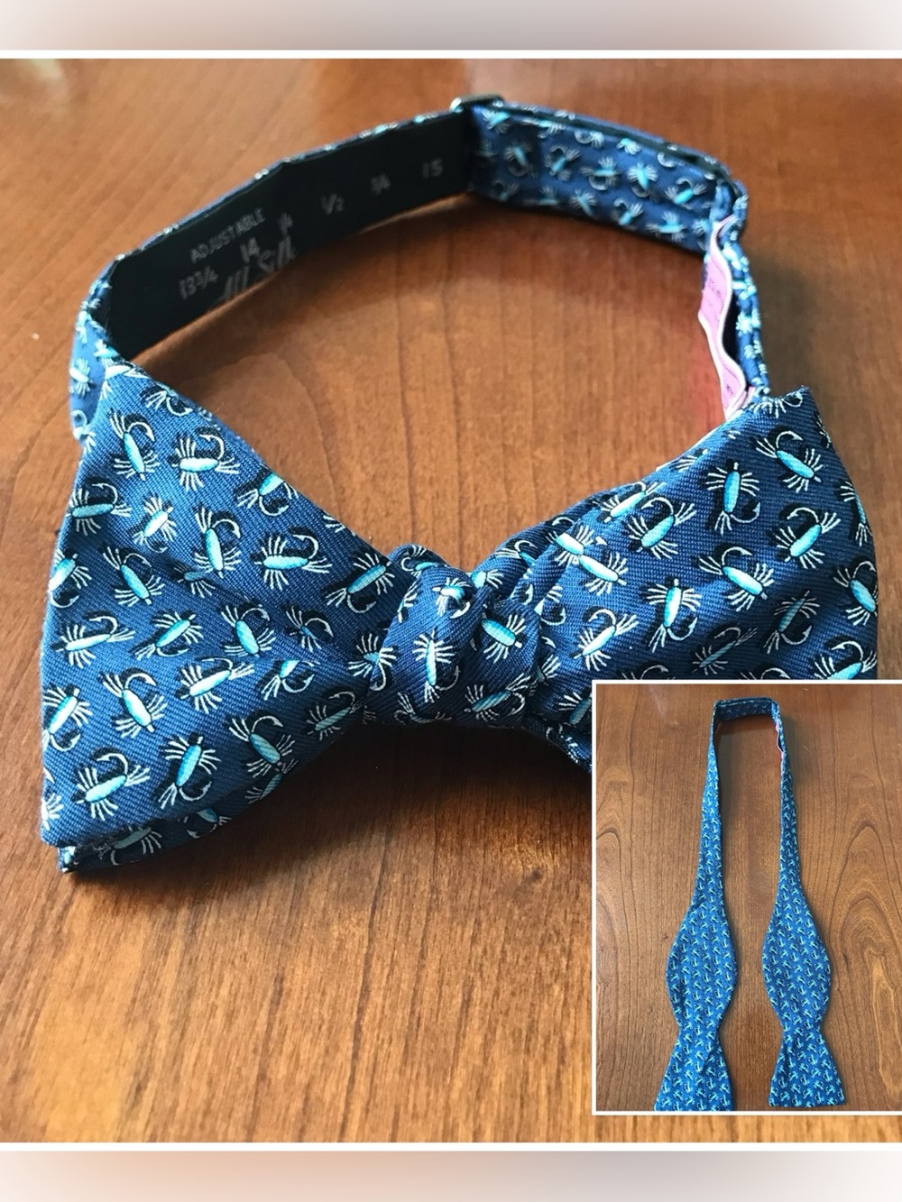 VINEYARD VINES 100% Silk Bow Tie *Fishing Lure Print*